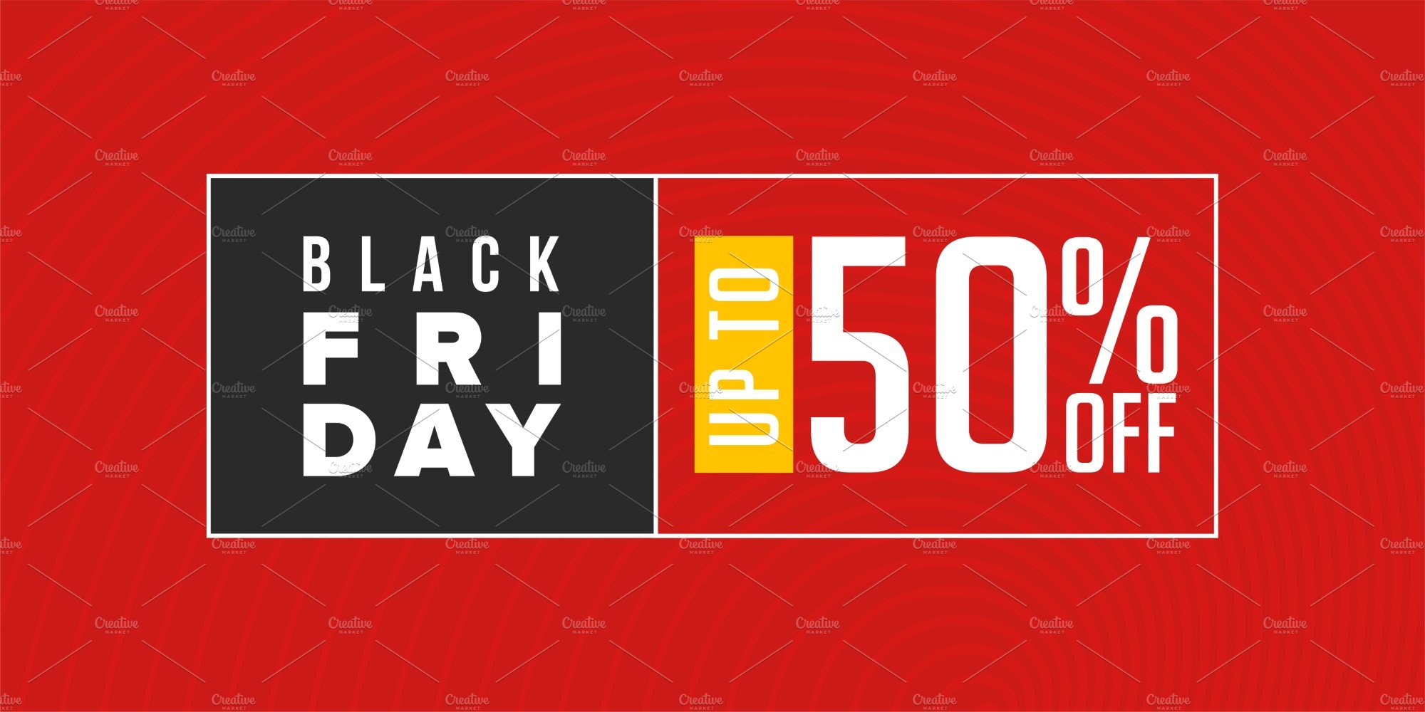Red banner with creative Black Friday's design.