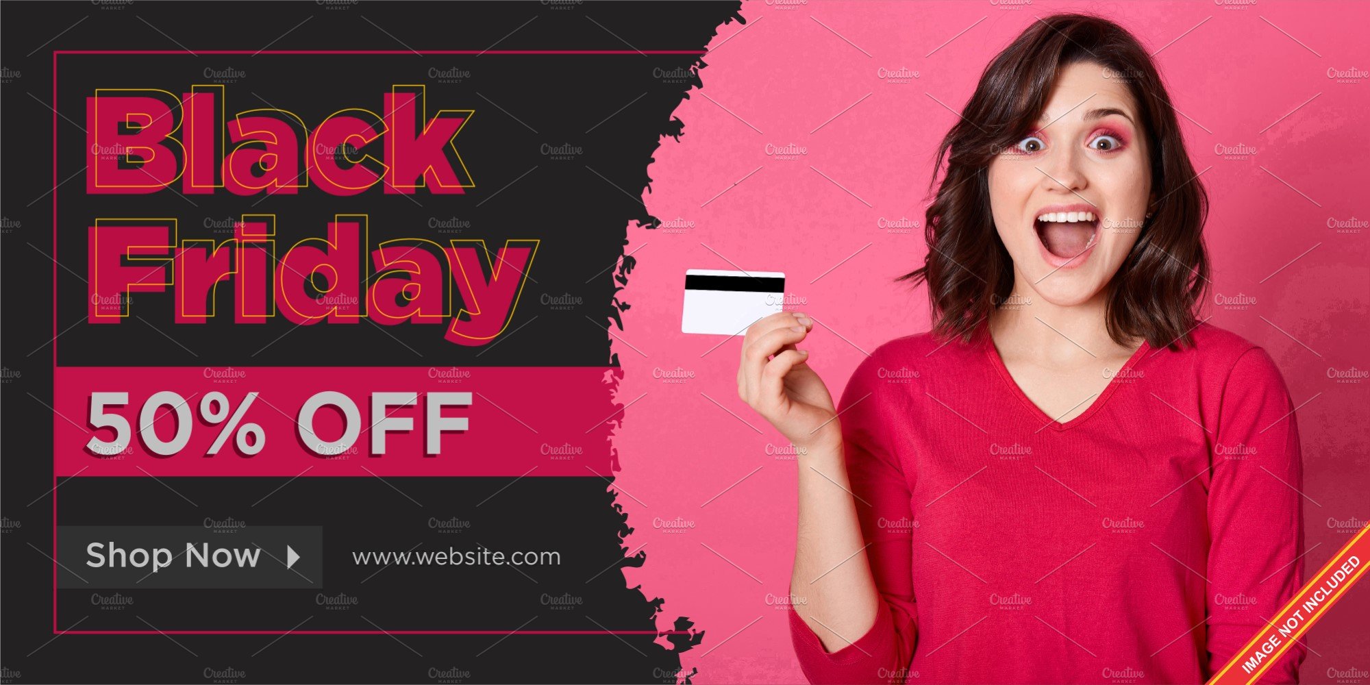 Black friday sale banners with 50% off.