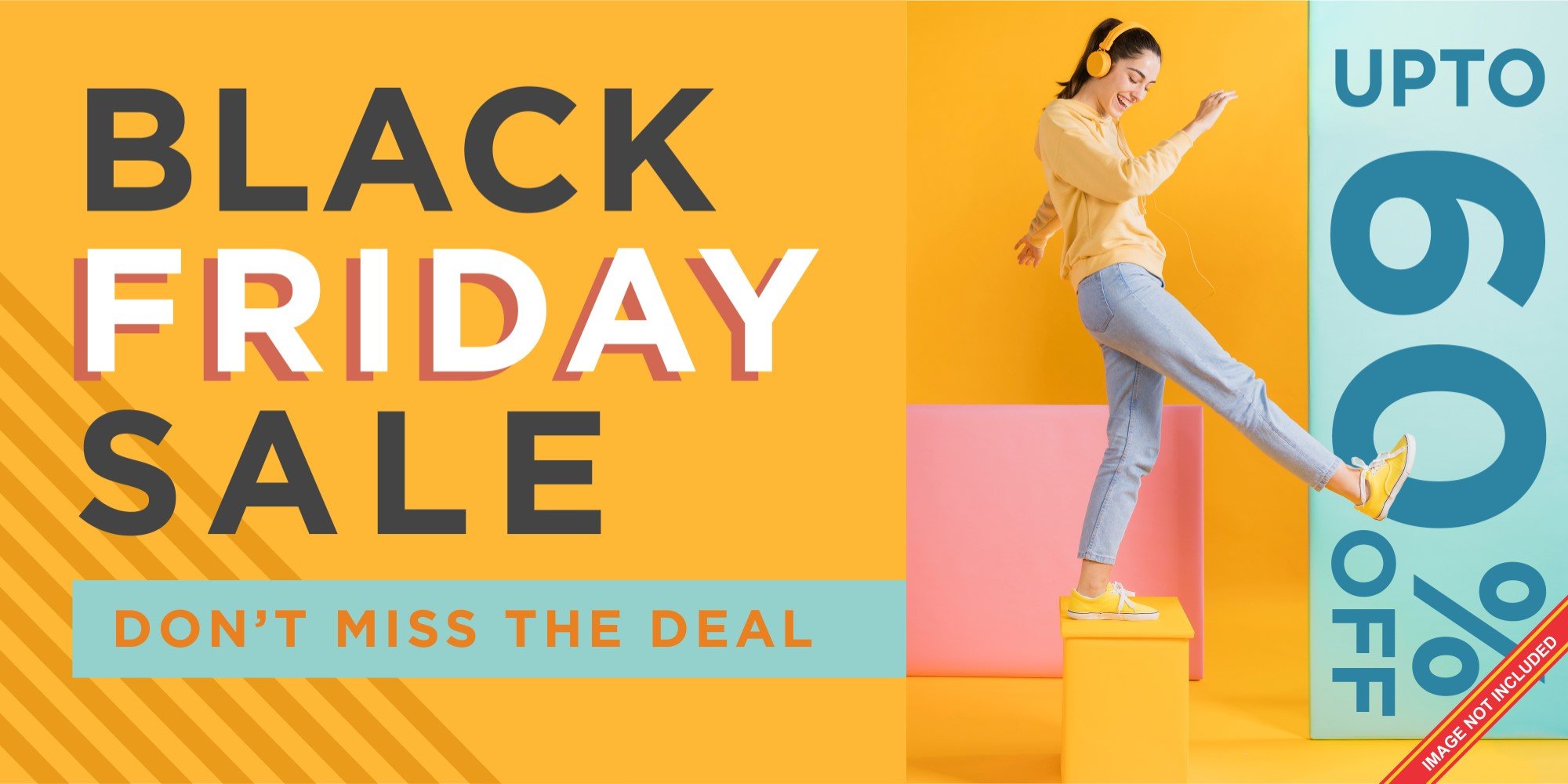 Yellow banner with bright font for the success black friday.