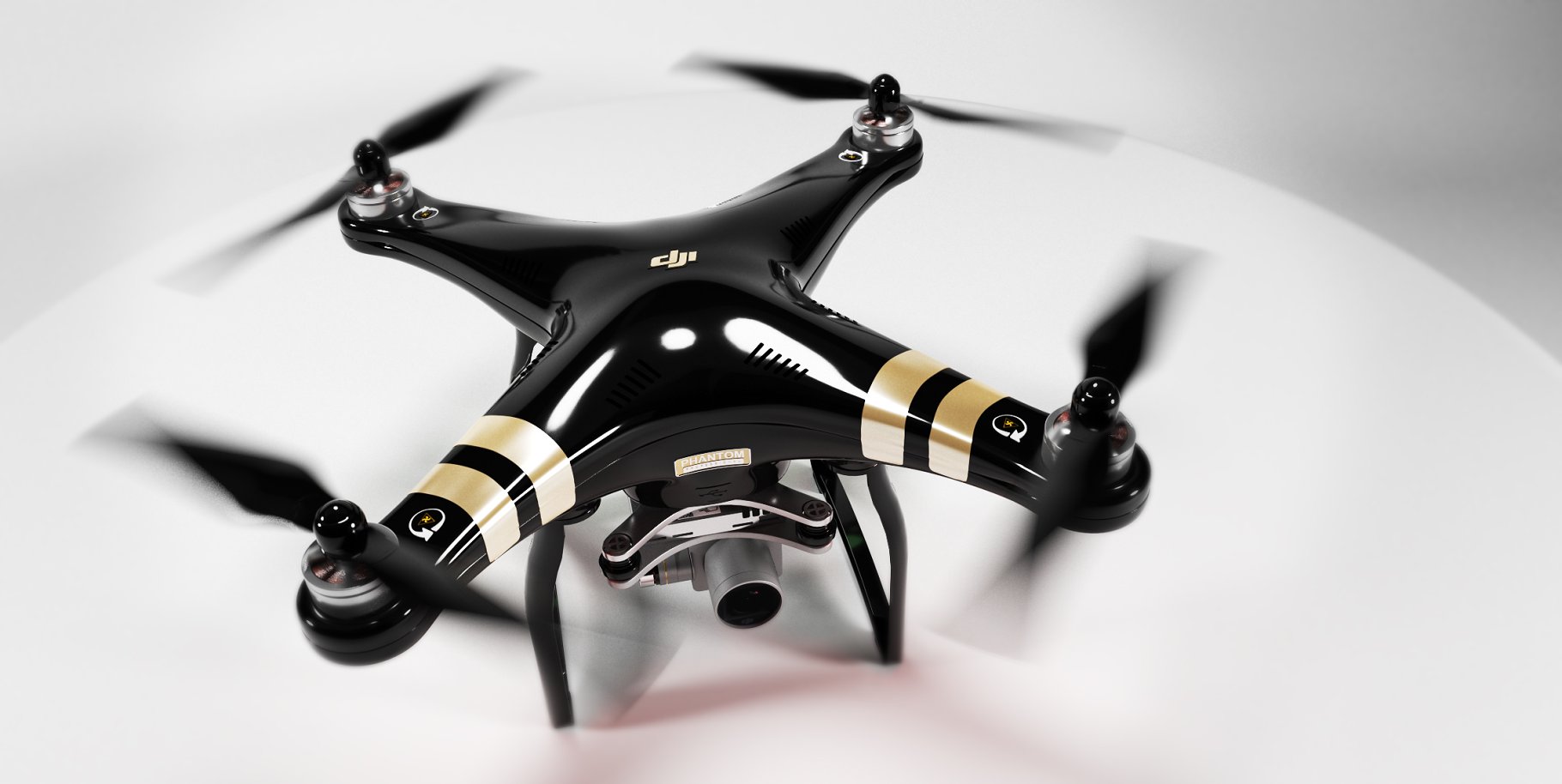 Gorgeous image of the black DJI Phantom 3 drone