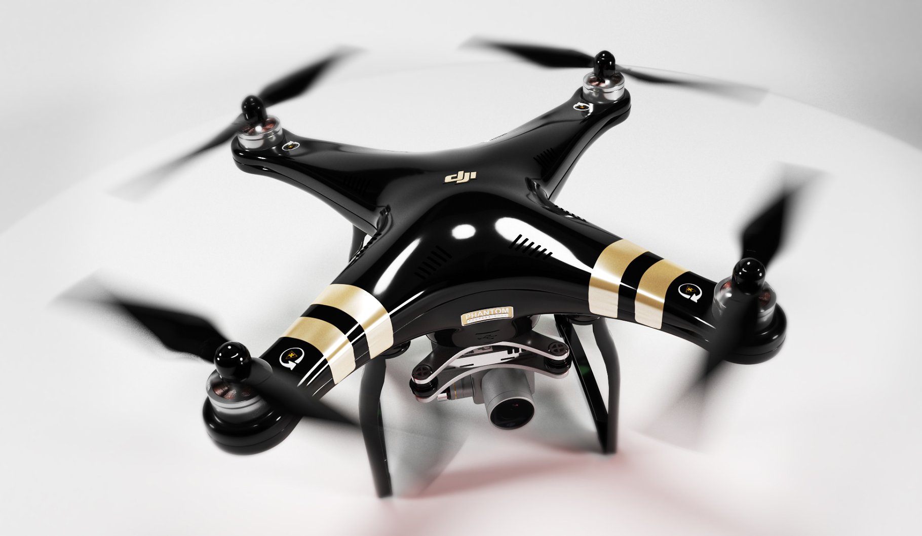 A unique rendering of a black DJI Phantom 3 drone