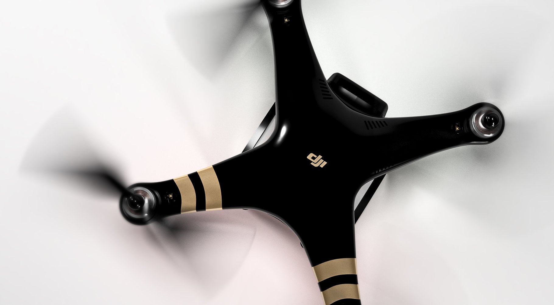 Wonderful rendering of a black DJI Phantom 3 drone