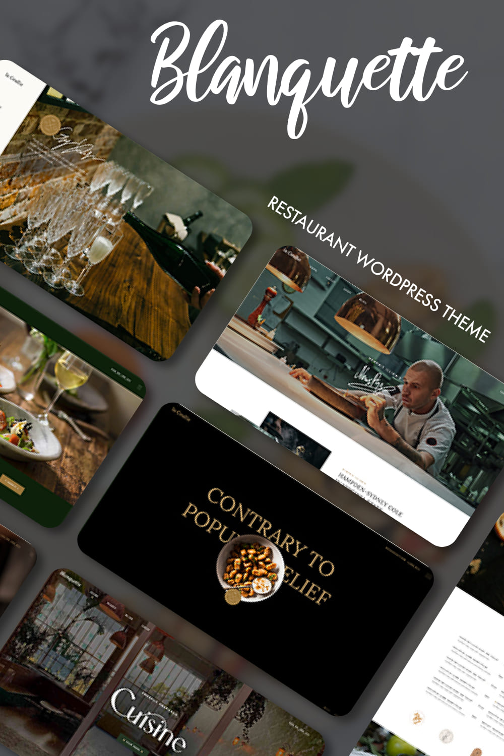 A selection of wonderful images of restaurant-themed WordPress pages.