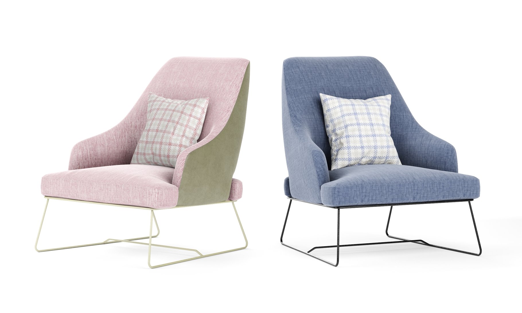 Rendering an elegant 3d model of armchairs in two colors