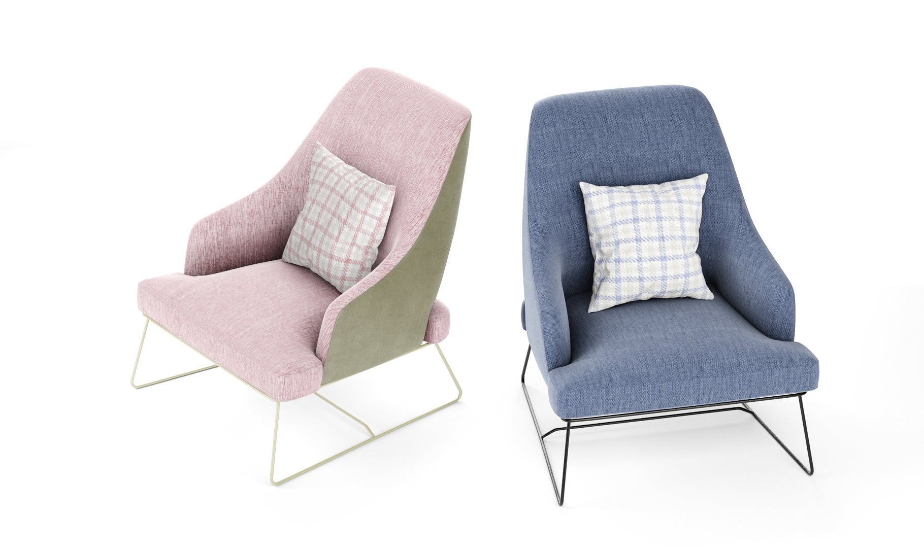 Rendering an amazing 3d model of armchairs in two colors