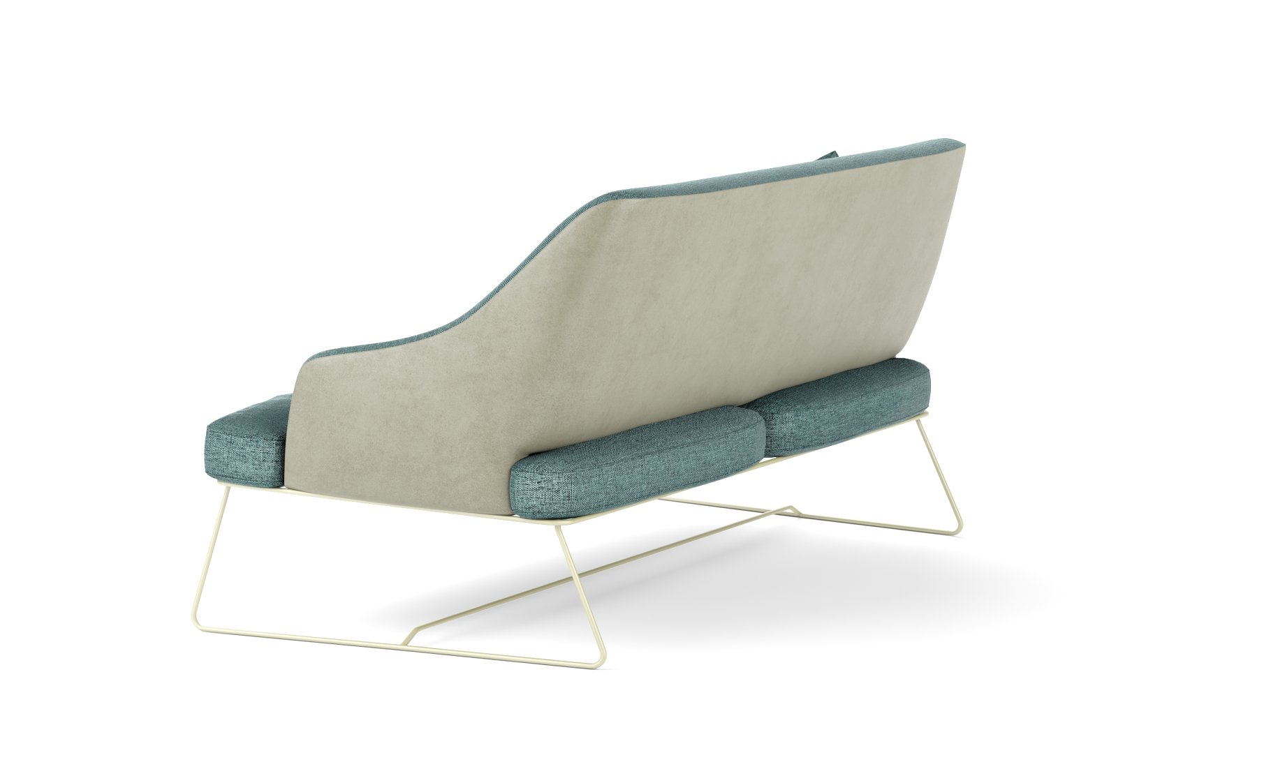 Rendering of an adorable 3d model of a sofa back view