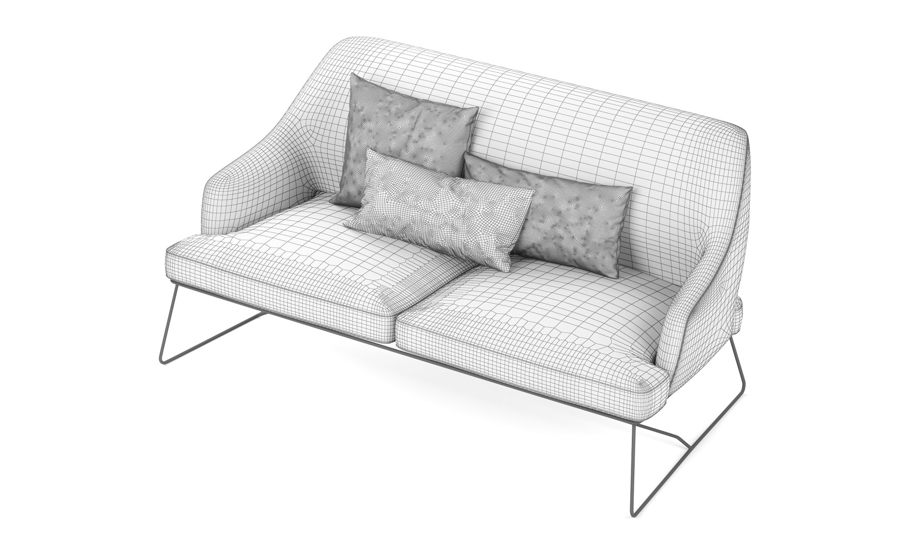 Rendering of a beautiful 3d model of a sofa without textures