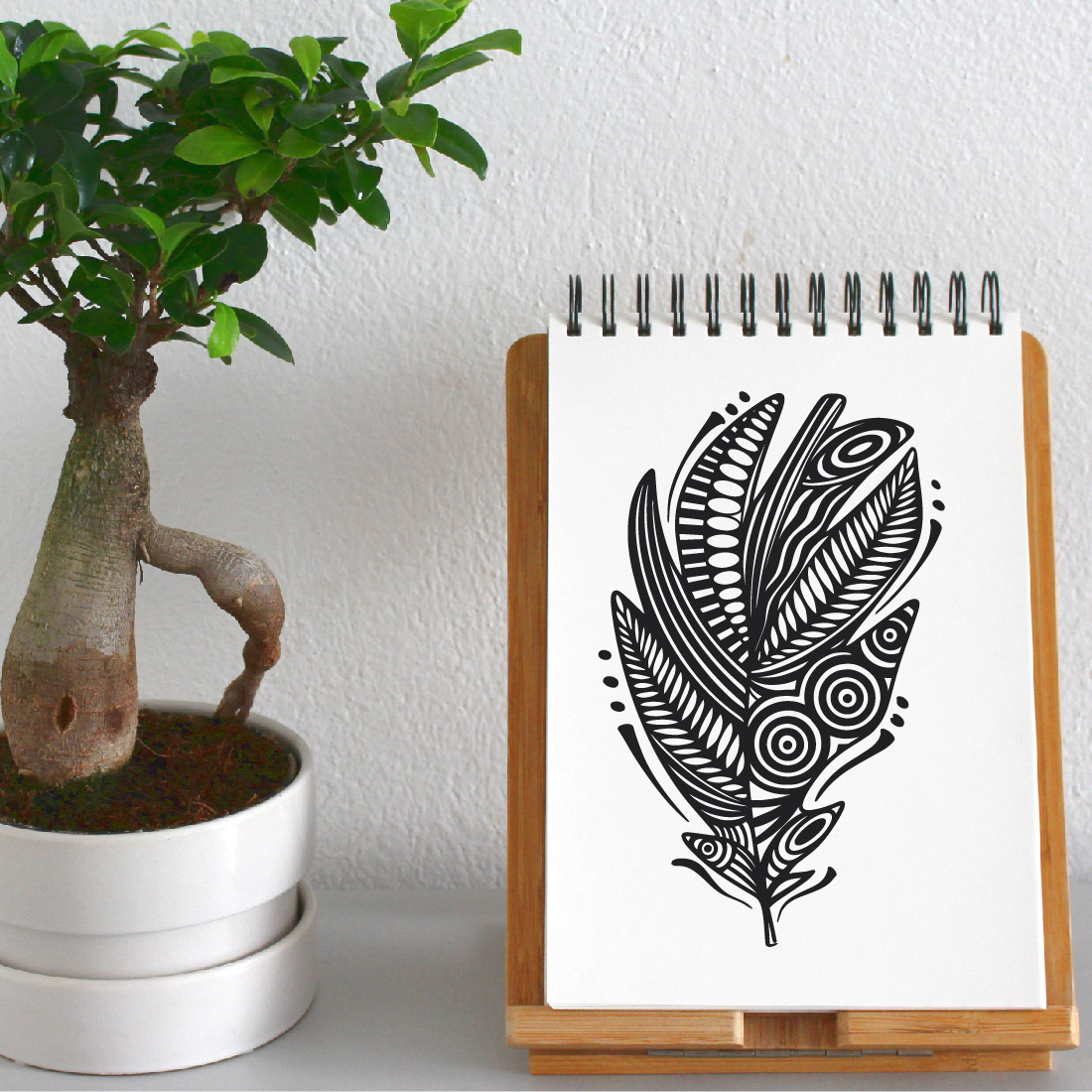 Boho Feather Silhouette. Hand Drawn Feather Clipart cover image.
