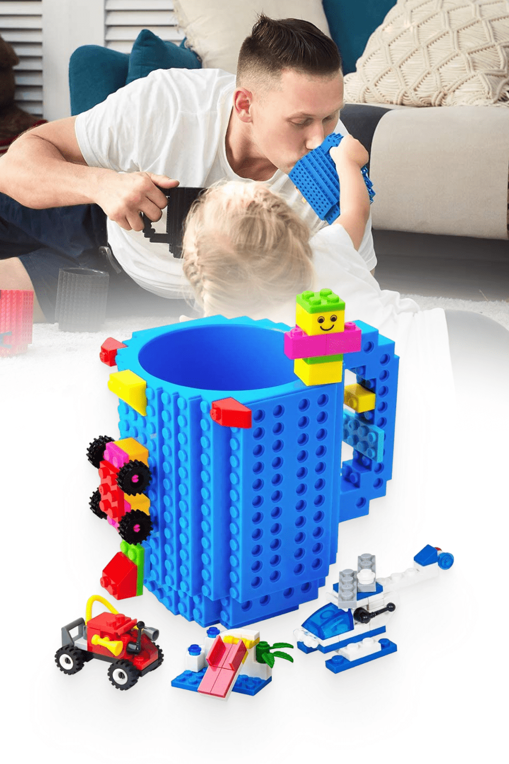 BOMENNE Build-on Brick Mug,Funny Novelty Coffee Mug Compatible with Lego.