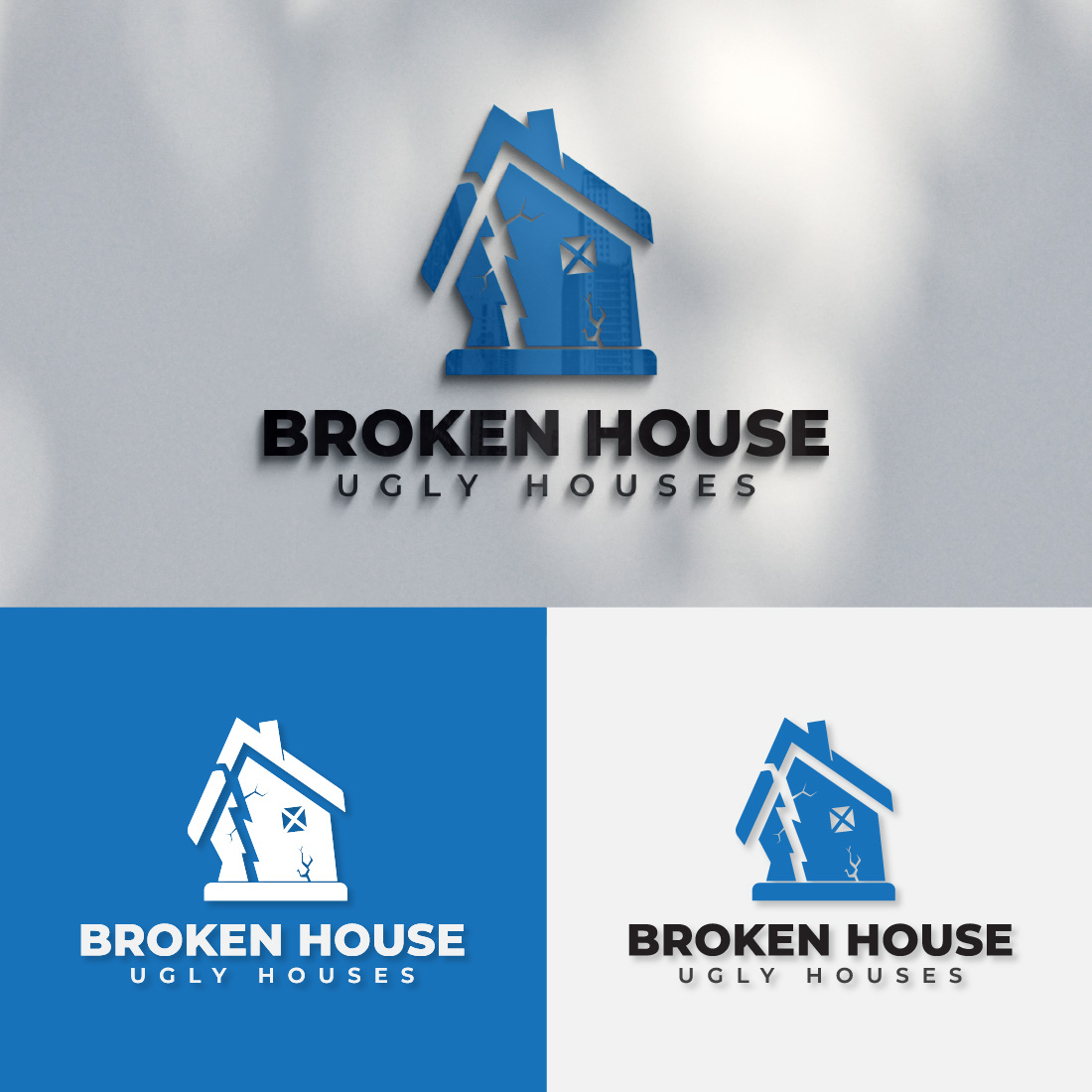 Broken Ugly Home House Logo Design Template cover image.