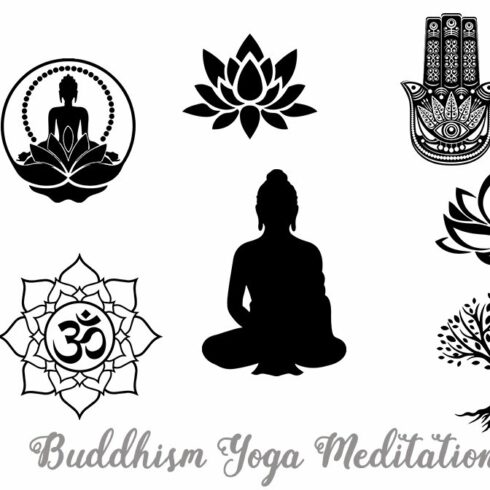 Buddhism Yoga Meditation SVG Silhouettes.