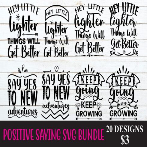 Positive Saying SVG Bundle main cover.