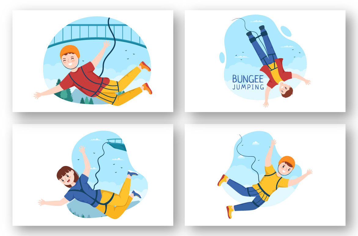 High quality bungee jumping illustrations.