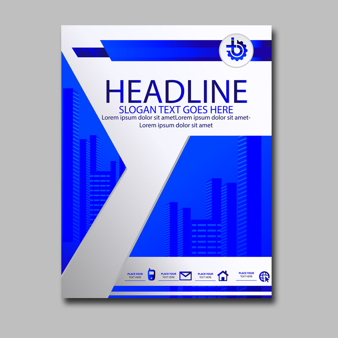 Image of business flyer template in blue design