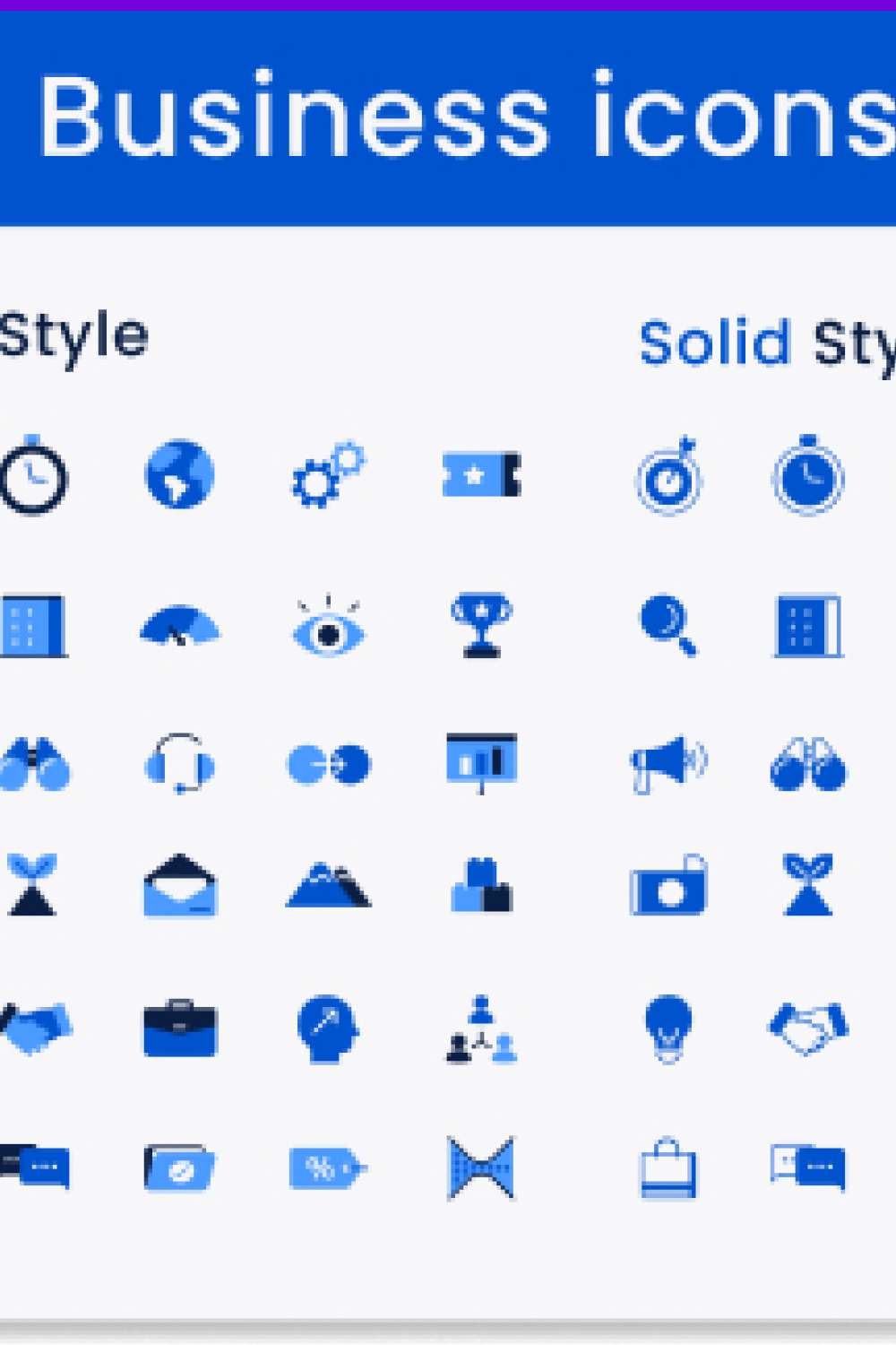 Business Icons Design Solid Style pinterest image.