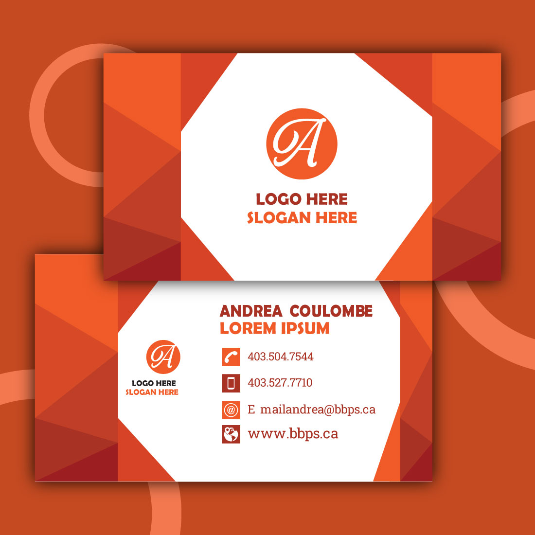 Minimal Business Card Orange Design cover image.