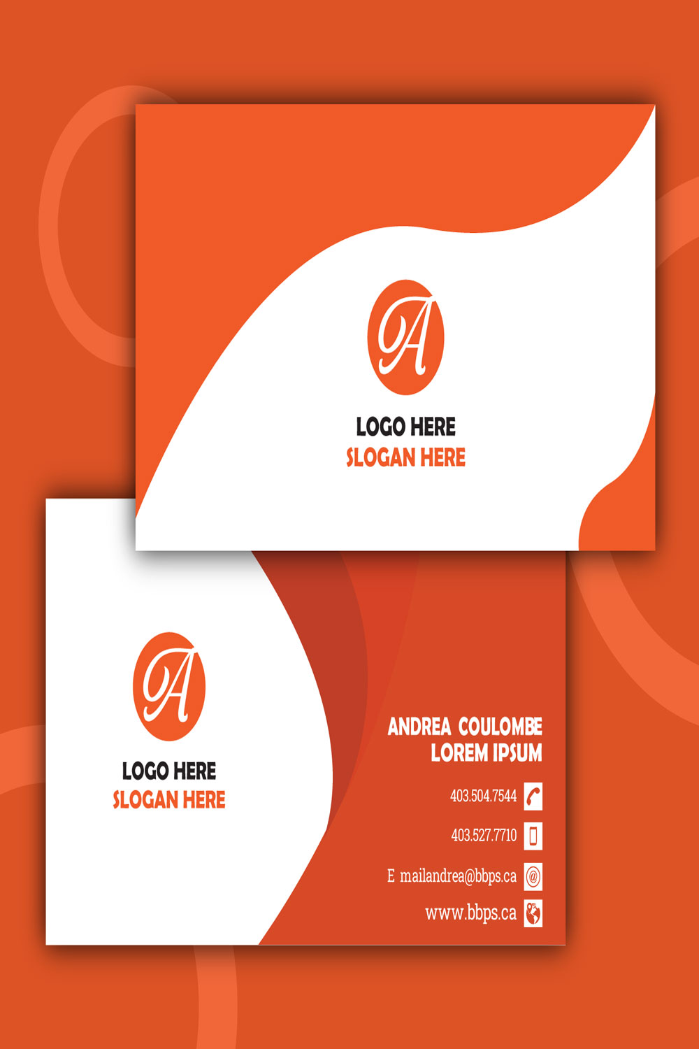 Business Card Orange Minimal Design pinterest image.