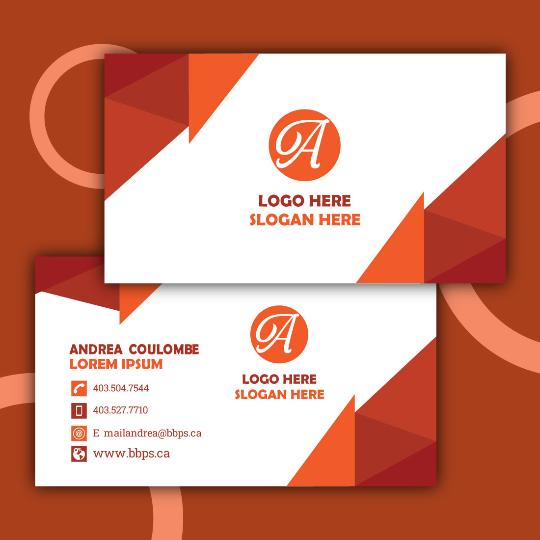 Stylish Minimal Business Card Orange Template cover image.