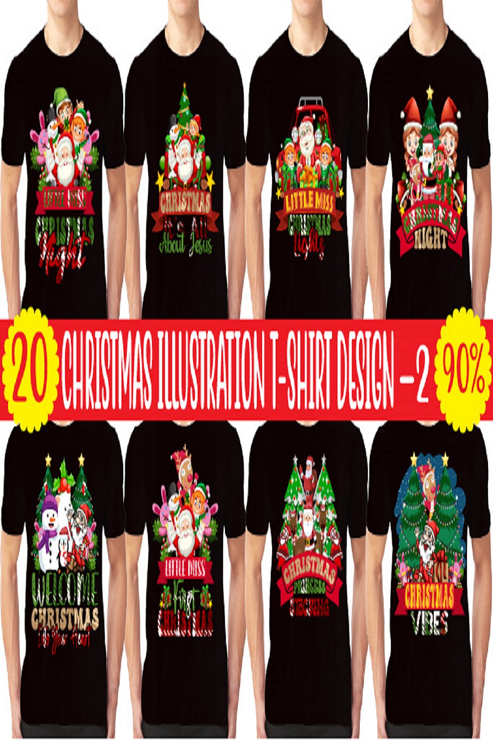 Pack of images of T-shirts with wonderful prints on the theme of Christmas.