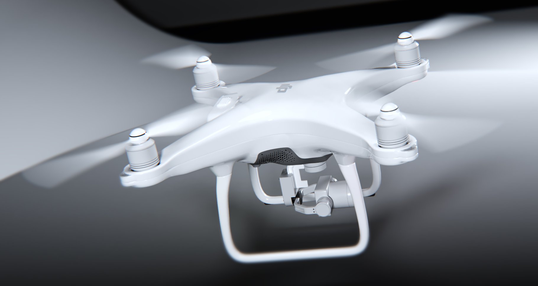 Rendering of a unique white dji phantom 4 drone 3d model