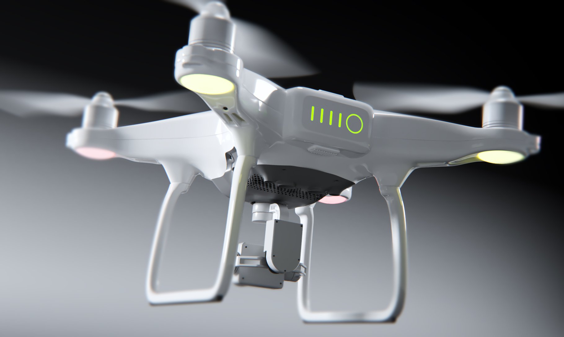 Rendering realistic 3d model of white dji phantom 4 drone