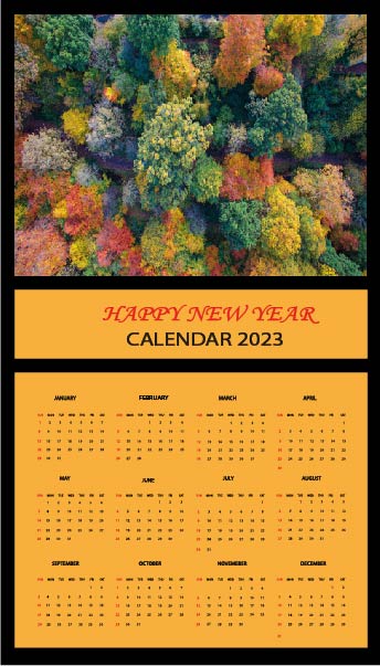 Happy New Year Beautiful Calendar Yellow Design preview image.