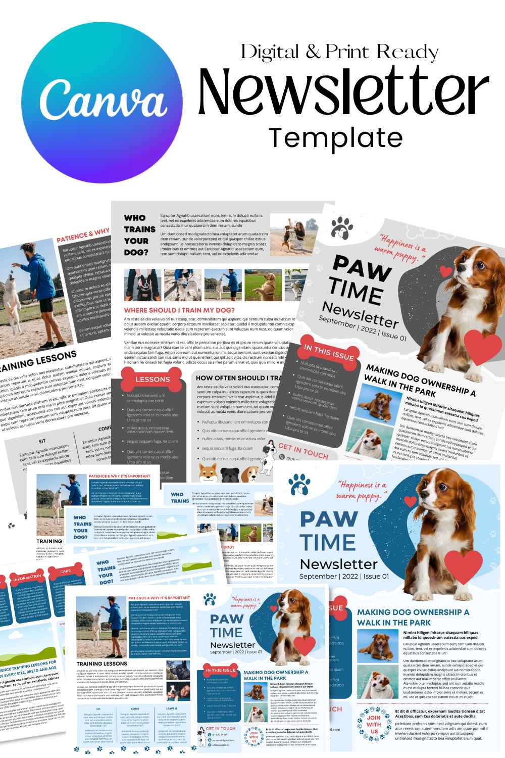Newsletter Canva Template For Dog Pets pinterest image.