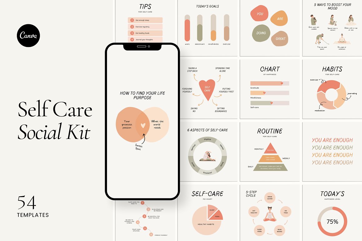 Self-Care Instagram Template - Canva.