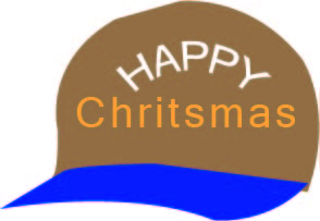 Bicolor Christmas cap with lettering.