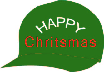 Green Christmas cap with lettering.