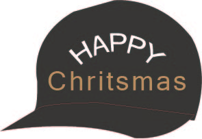 Brown Christmas cap with lettering.