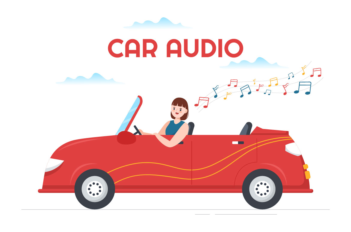 Cartoon Audio Car Graphics Design preview image.