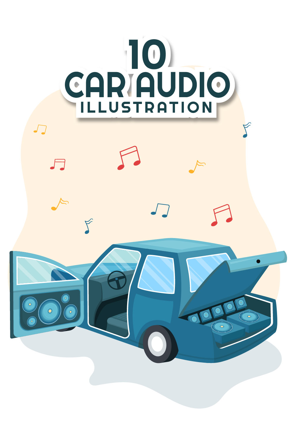 Car Audio Illustration pinterest image.