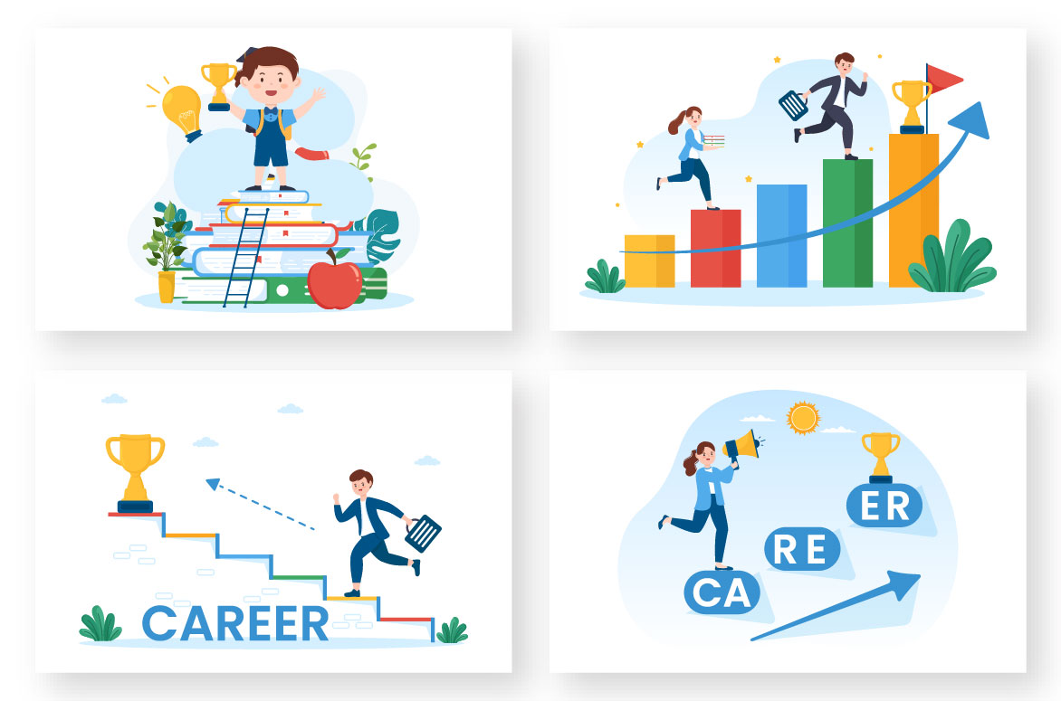 Illustrations about career growth.