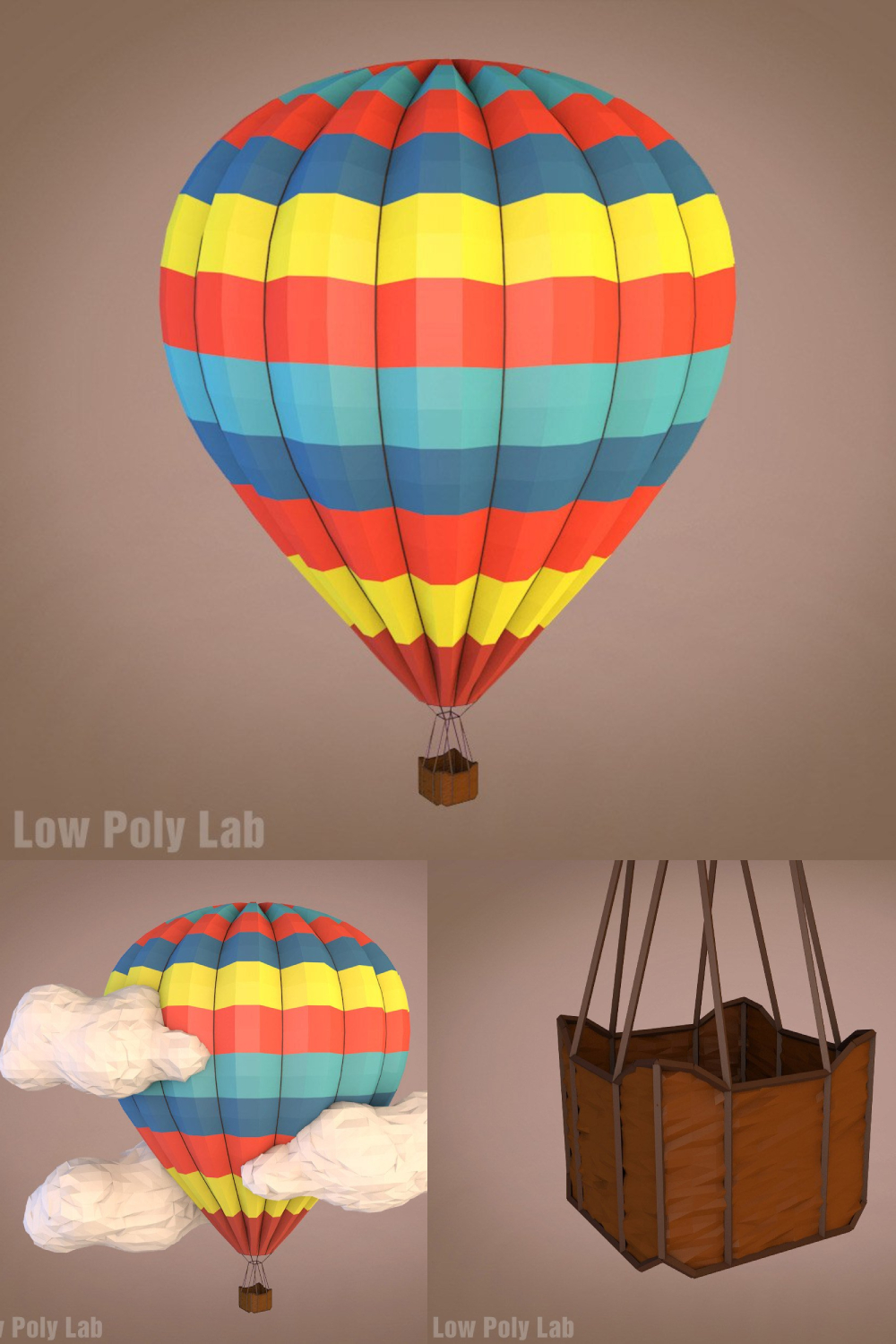 Cartoon Balloon Low Poly - Pinterest.