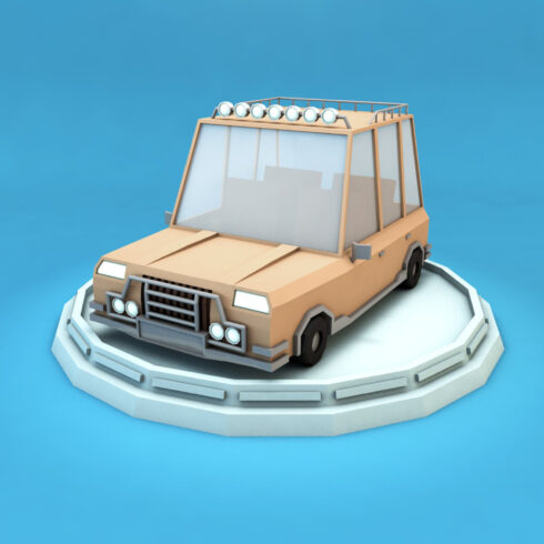 Cartoon Family Car Low Poly 3D Model.
