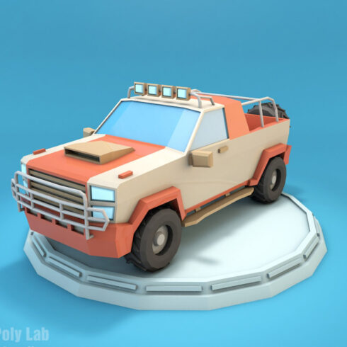 Cartoon Jeep Suv Low Poly 3D Model.