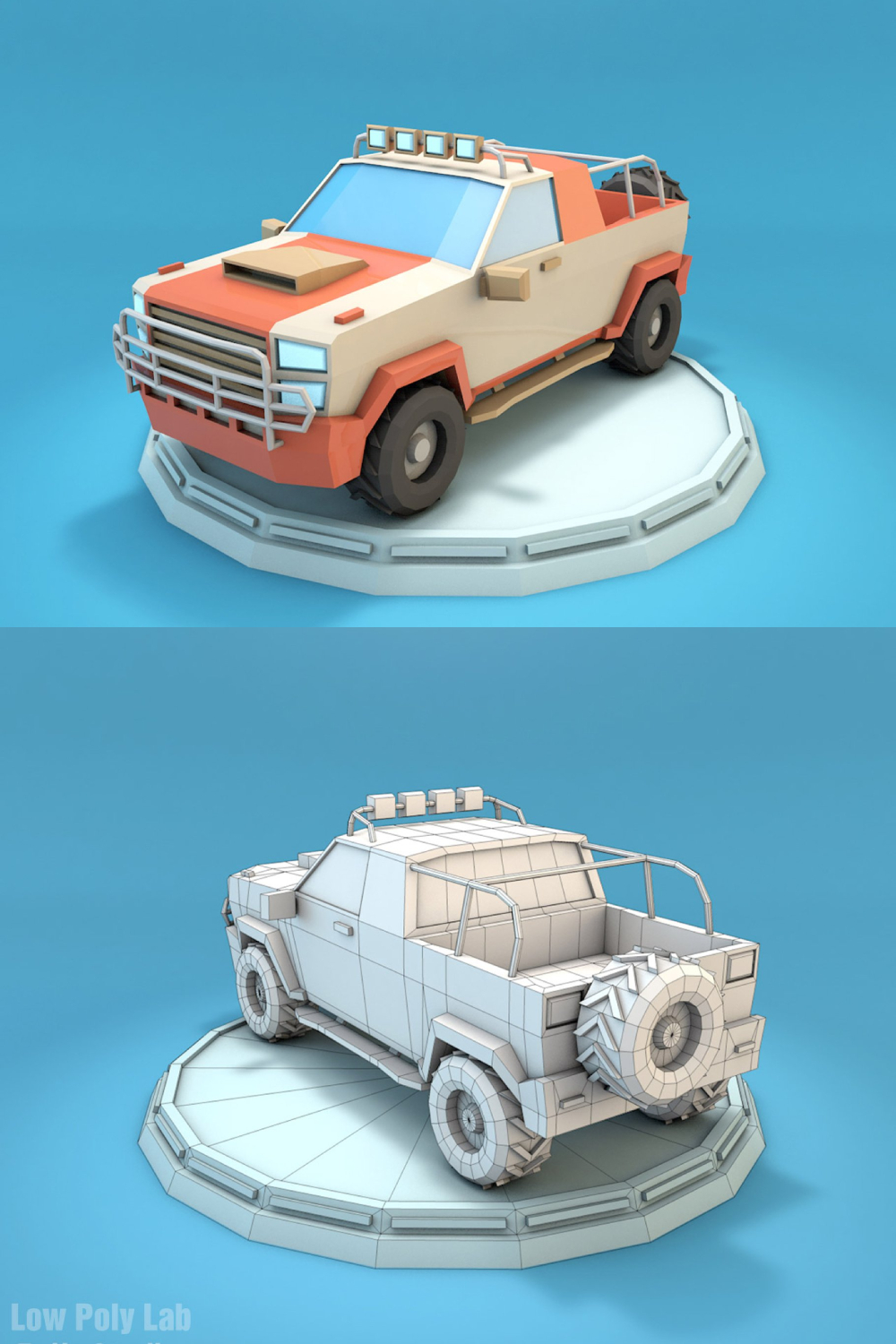 Cartoon Jeep Suv Low Poly 3D Model - Pinterest.