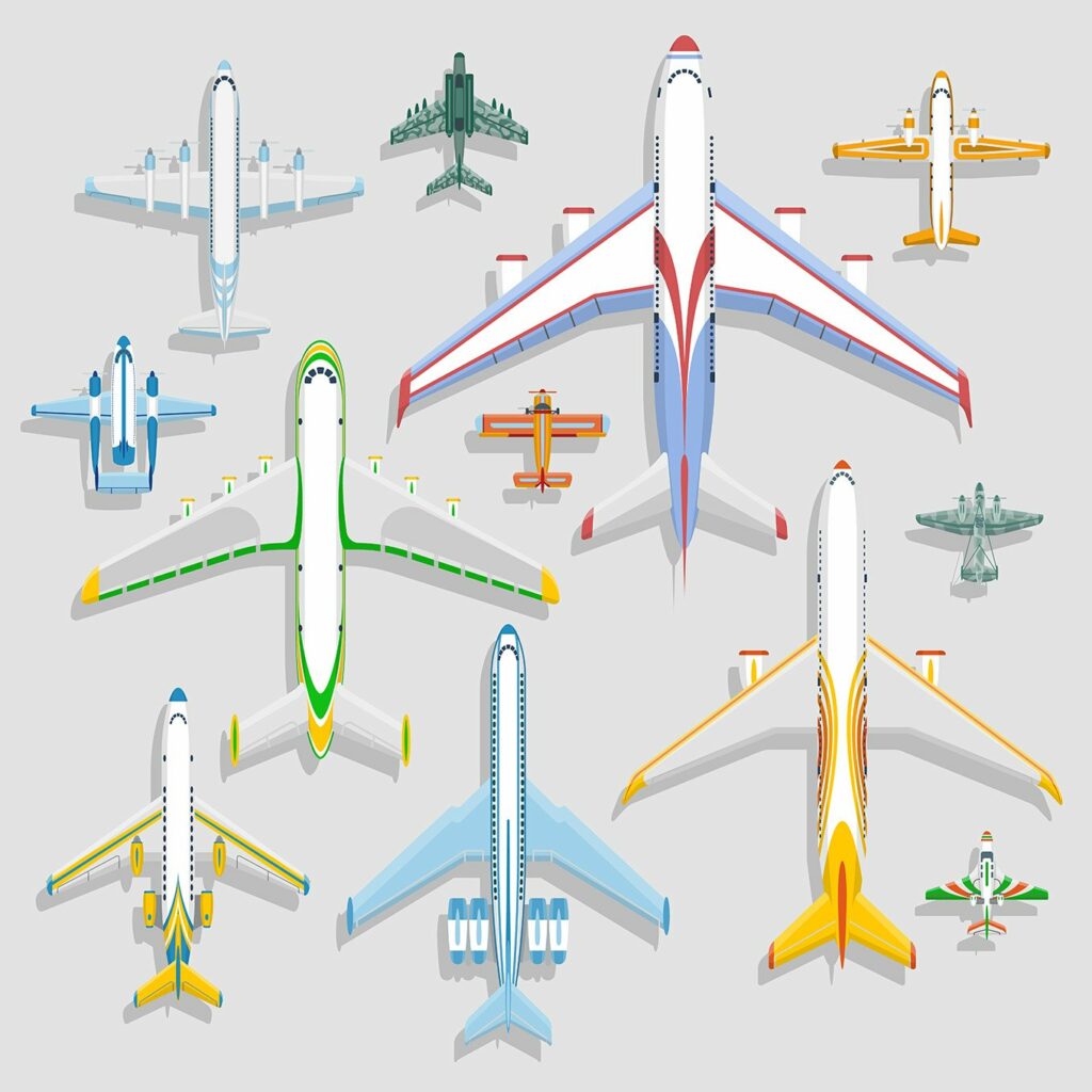 Vector Airplanes Icons Top View – MasterBundles