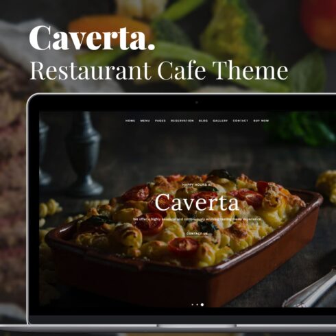 Image of a beautiful WordPress theme page on a restaurant theme.