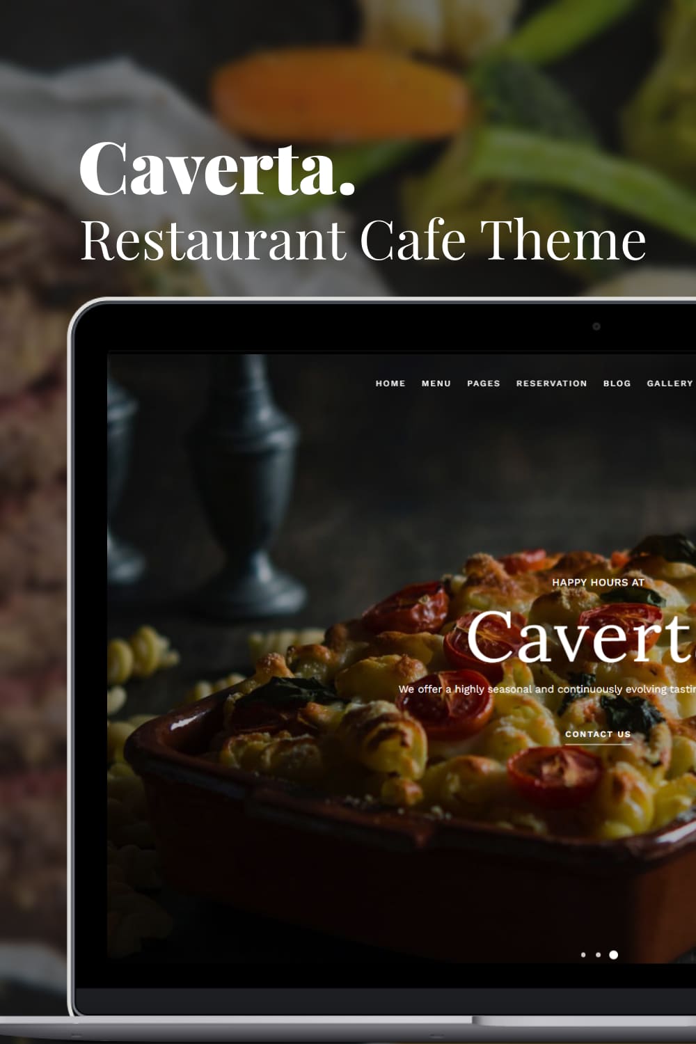 An image of a wonderful WordPress theme page on a restaurant theme.