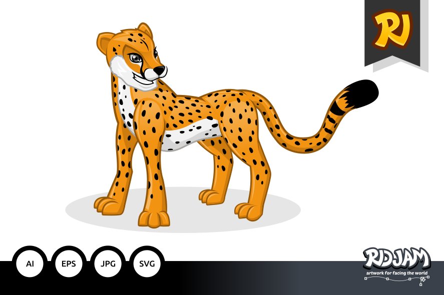 Illustration of cheetah cartoon on a white background.