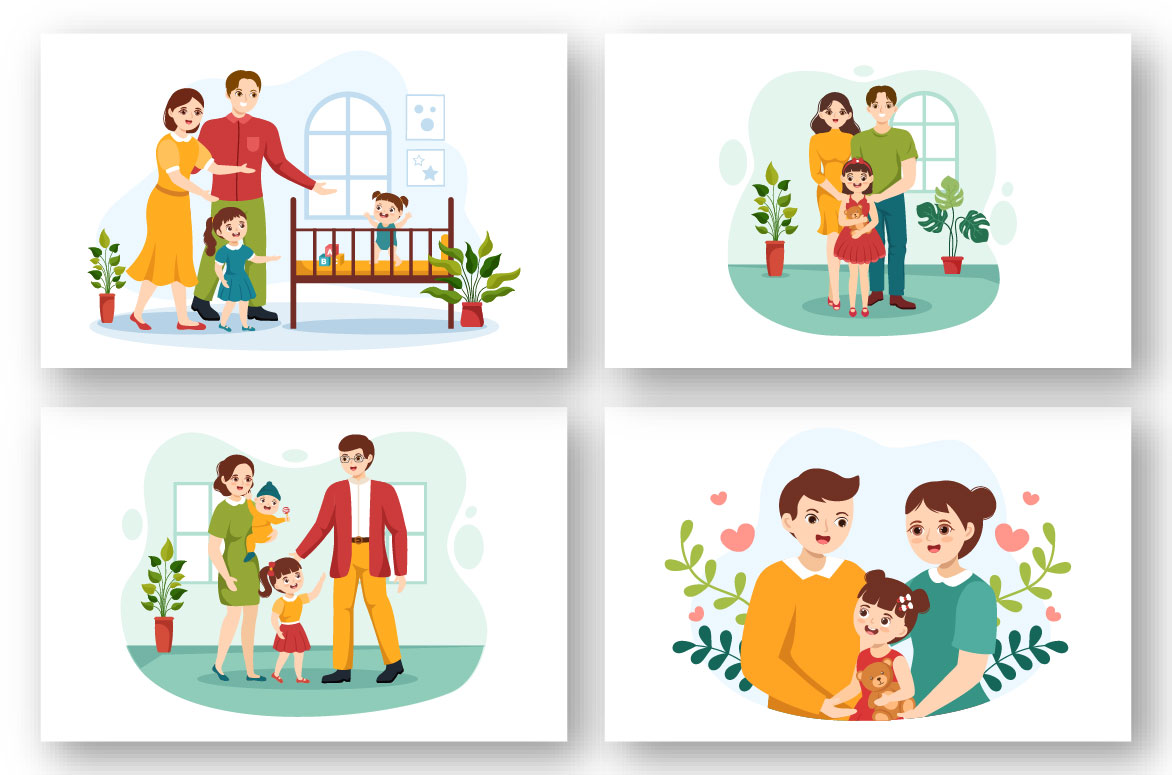 So cute family illustrations set.