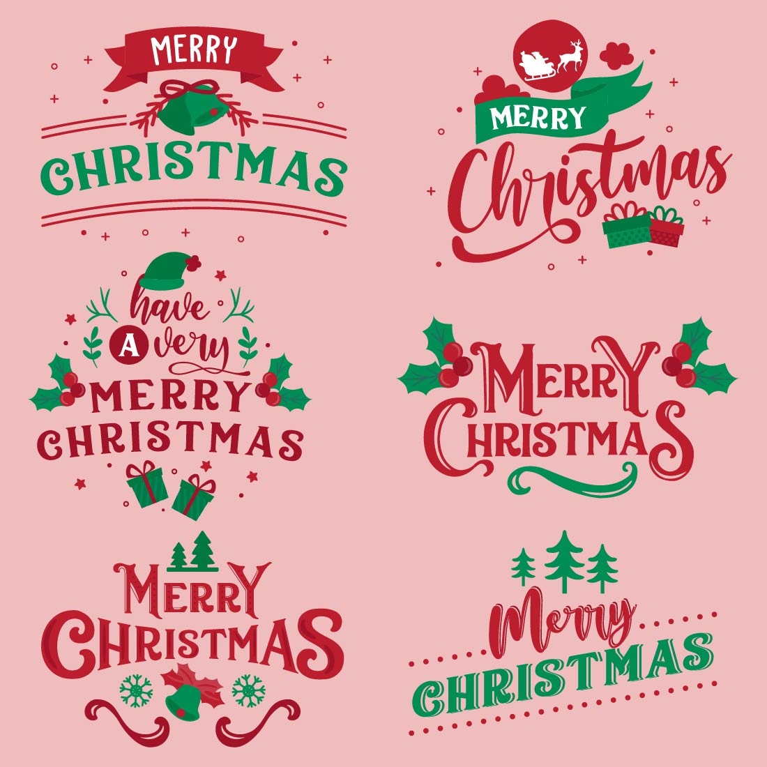 Chirstmas Lettering Badge Design preview image.