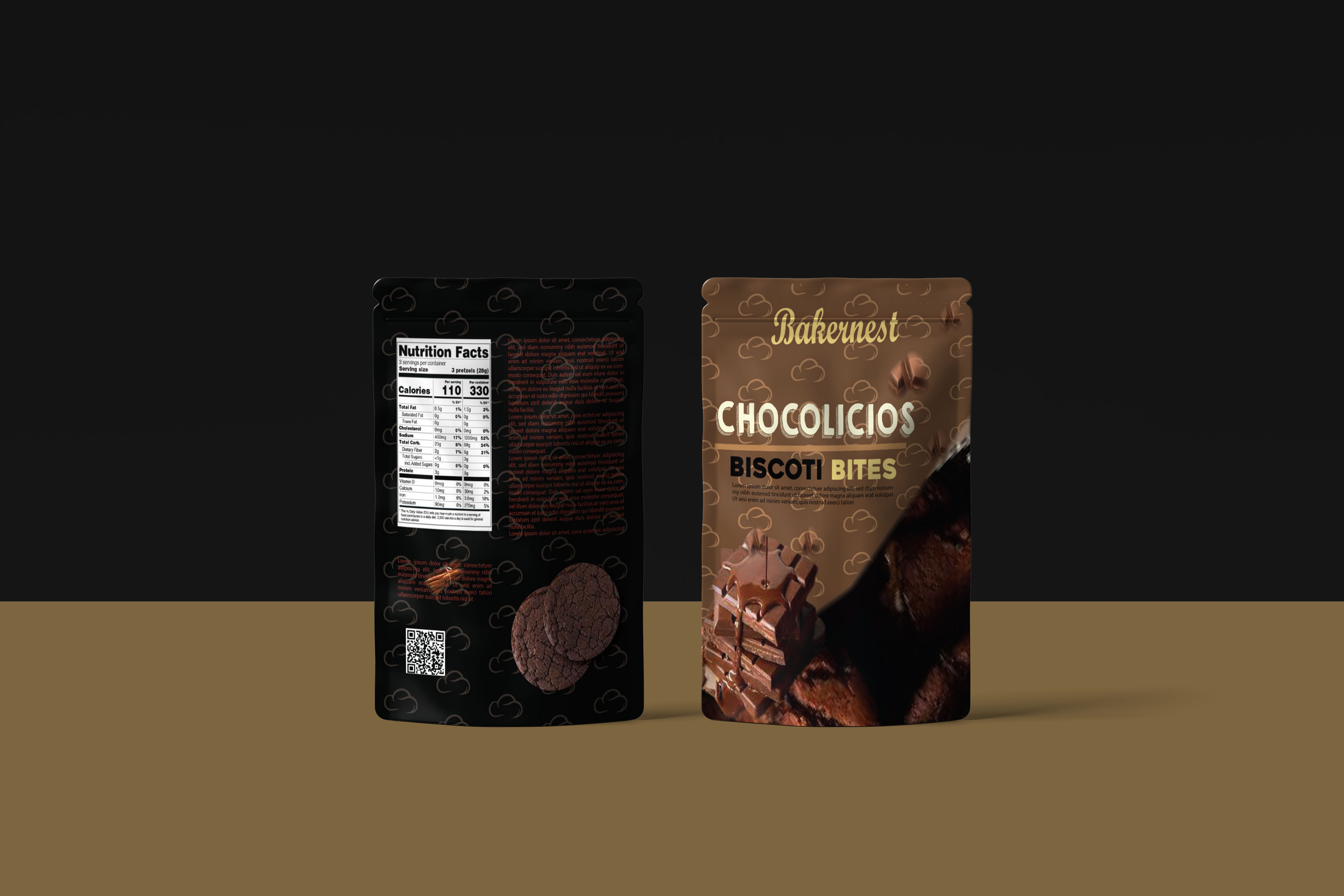 Dark bicolor chocolate package.