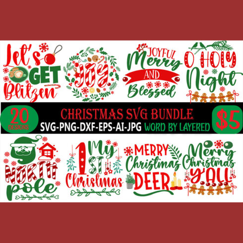 Different Christmas Quotes SVG Bundle cover image.