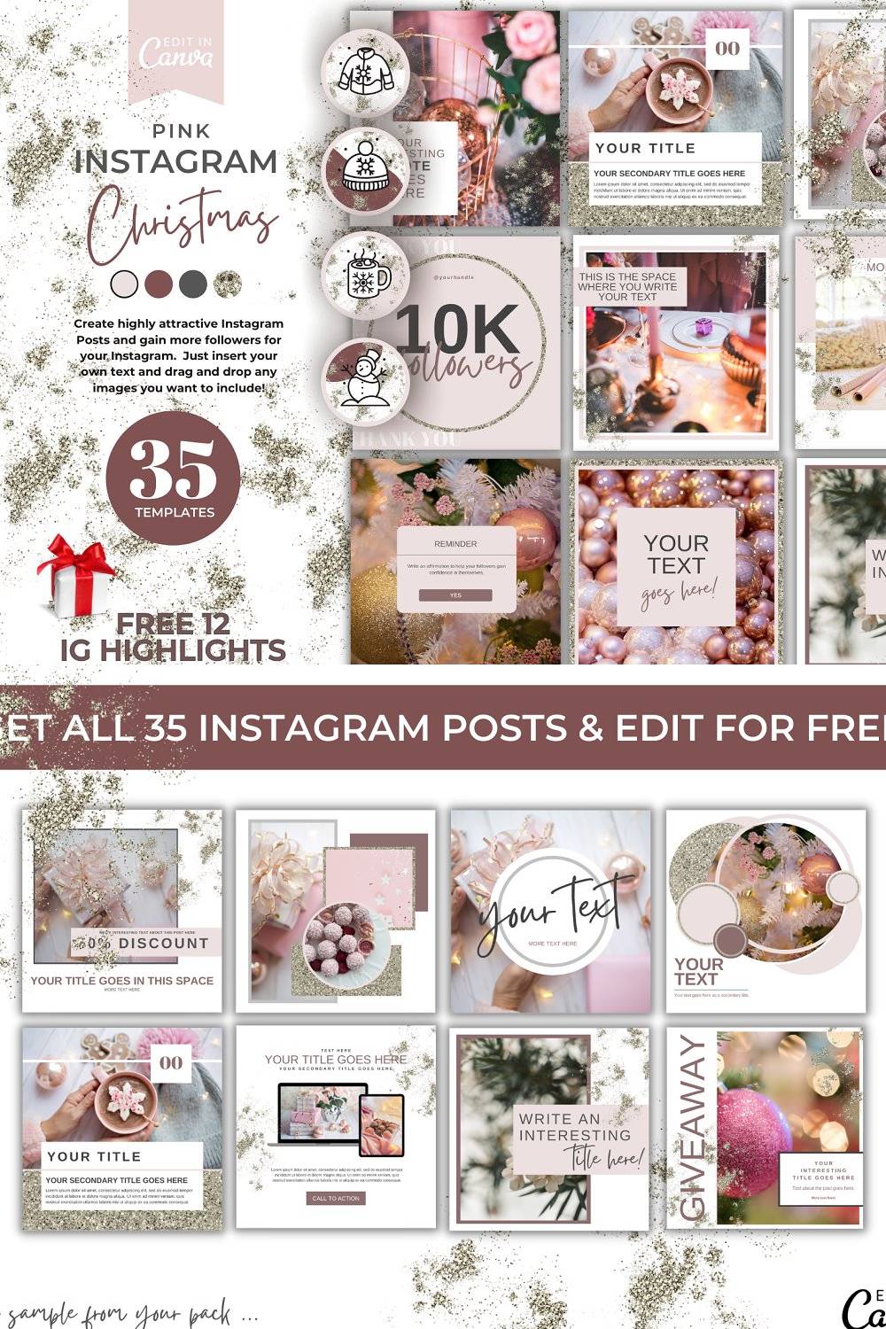 Christmas Instagram Posts Template - Pinterest.