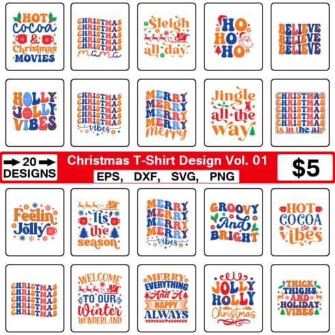Retro Christmas T-Shirt Design cover image.