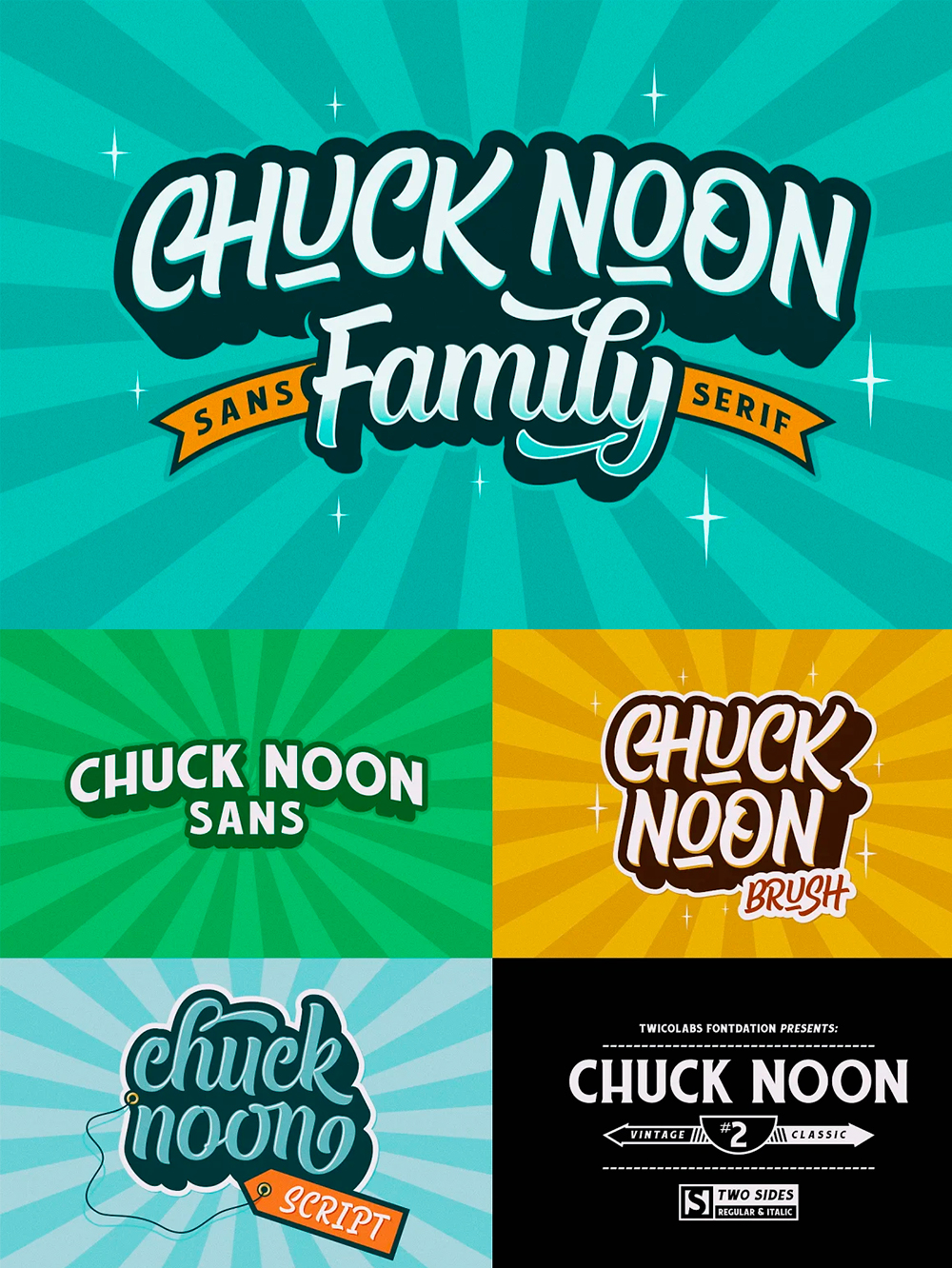 A collection of wonderful Chuck Noon Family Font Covers.
