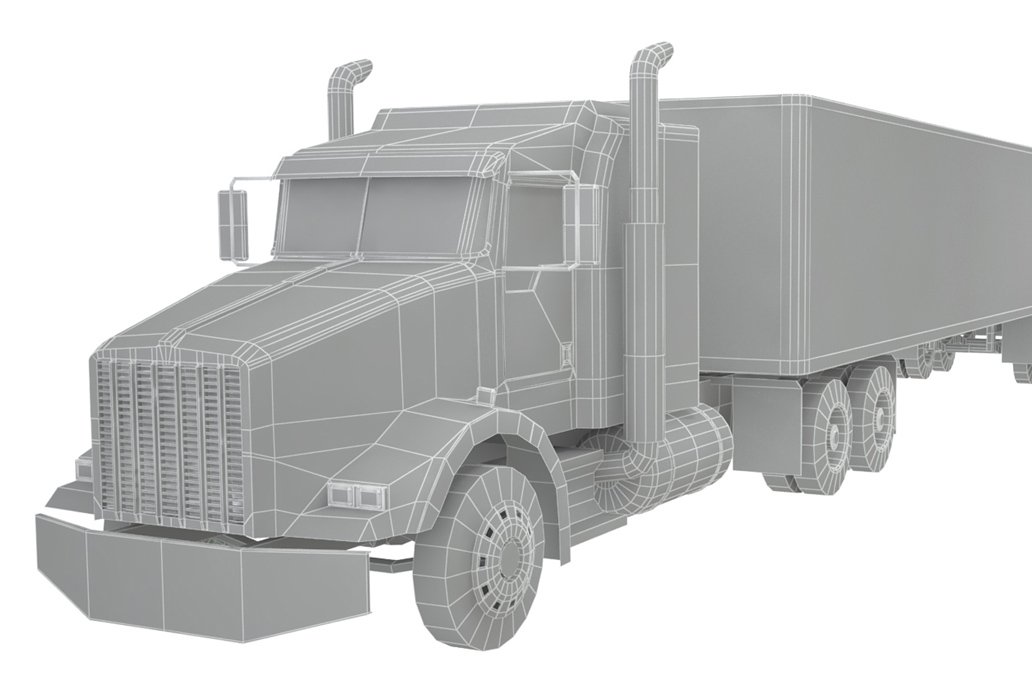 Kenworth semi truck front left graphic mockup on a white background.